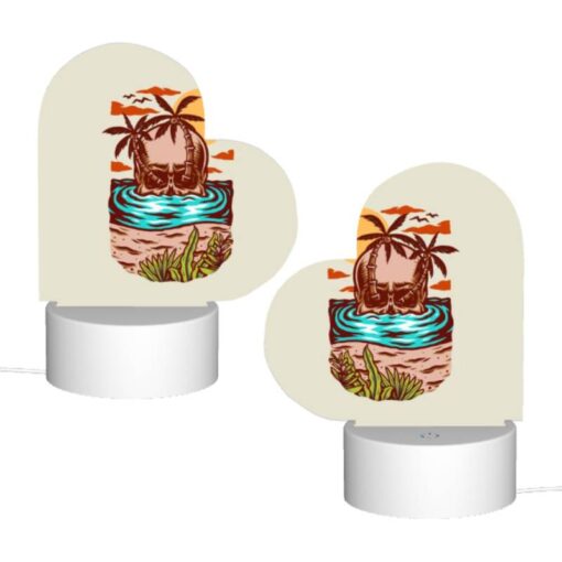 Love Acrylic Night Light, A Cartoon Of A Skull In The Water With A Palm Tree In The Background. -Acrylic Night Light Shop b0234e1d4548cca7077335422fcbcb25358d845c