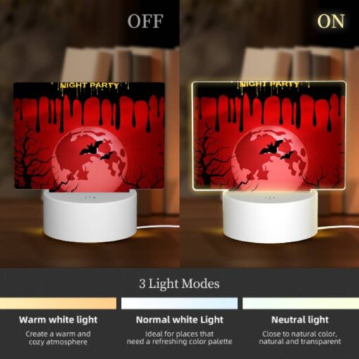 Rectangular Acrylic Night Light, A Halloween Night Party Poster With A Red Moon And Bats. -Acrylic Night Light Shop b0368bf824651355d753bda09fea71710406c1fb