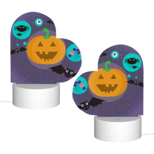 Love Acrylic Night Light, A Pumpkin Is Surrounded By Bats And Other Halloween-themed Items. -Acrylic Night Light Shop b0395559b888b5d58a35fbc19b1855279d2a243d