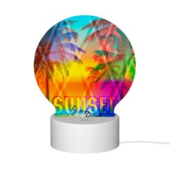 Round Acrylic Night Light, A Colorful Sunset With A Beach Party Logo. -Acrylic Night Light Shop b03c577e93a3e07e9d0c86f271f71e3b81995572