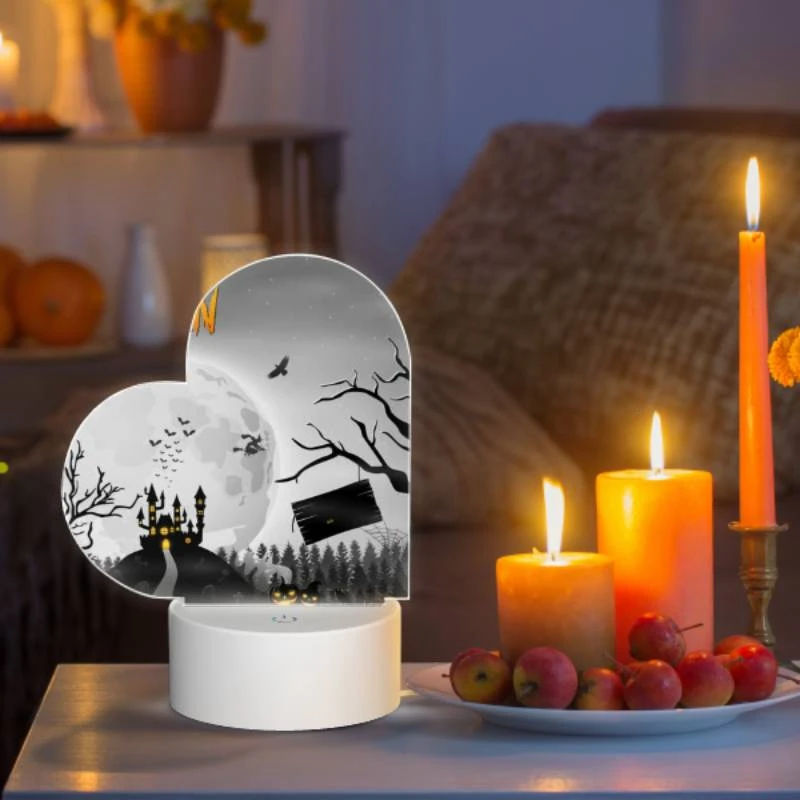 Love Acrylic Night Light, A Halloween poster with a haunted house and a moon. Love Acrylic Night Light, A Halloween Poster With A Haunted House And A Moon. -Acrylic Night Light Shop b0c7649103e3b4def1274617819a64364fa967ab