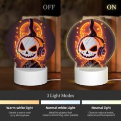 Round Acrylic Night Light, A Cartoon Pumpkin Wearing Headphones. -Acrylic Night Light Shop b17e56f102e8b6c0b1b32c0bcd6ce01151e9ca92