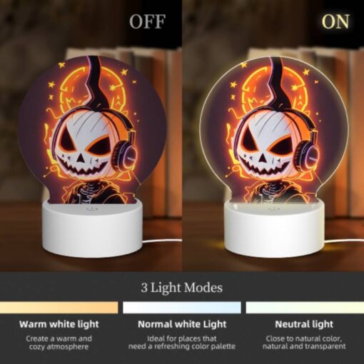 Round Acrylic Night Light, A Cartoon Pumpkin Wearing Headphones. -Acrylic Night Light Shop b17e56f102e8b6c0b1b32c0bcd6ce01151e9ca92
