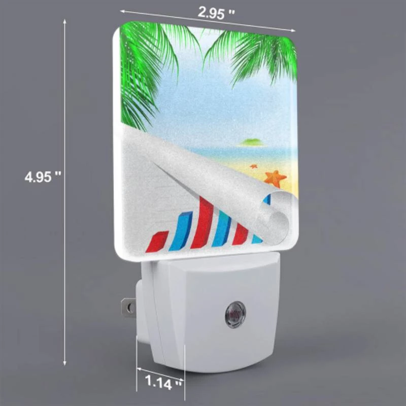 Night Light Set of 2, A graphic of a beach with a palm tree and a starfish. Night Light Set Of 2, A Graphic Of A Beach With A Palm Tree And A Starfish. -Acrylic Night Light Shop b19e7b6273ee52bea97b808abc6aa8e316a954e1