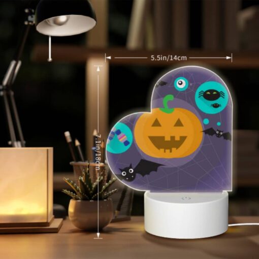 Love Acrylic Night Light, A Pumpkin Is Surrounded By Bats And Other Halloween-themed Items. -Acrylic Night Light Shop b29414047a19772072ef31598d85688d91317310