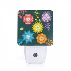 Night Light, A Collection Of Colorful Flowers And Leaves.