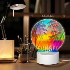 Round Acrylic Night Light, A Colorful Sunset With A Beach Party Logo. -Acrylic Night Light Shop b351624185c89a8ee1ecefbd41ea37c30e6d2490