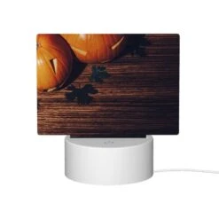 Rectangular Acrylic Night Light, A Wooden Table With A Pumpkin On It. -Acrylic Night Light Shop b4291179fa7f98096b61d15866fb544c50a1e704