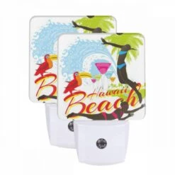 Night Light Set Of 2, A Woman Is Diving Into The Water At A Beach.