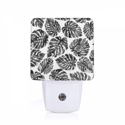 Night Light, A Pattern Of Black And White Leaves. -Acrylic Night Light Shop b44151bc16d8de9e2a16ac710302fb17c4842a2d