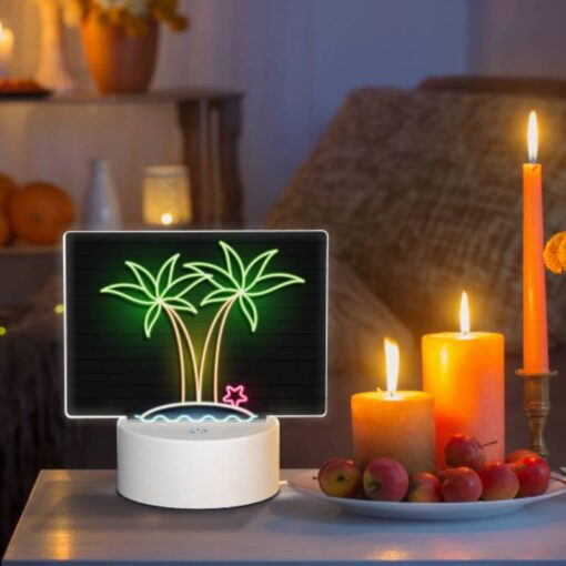 Rectangular Acrylic Night Light, A Neon Sign Of Palm Trees And A Star. -Acrylic Night Light Shop b50fa78d159fa87b54293efc570a50f740bd987d