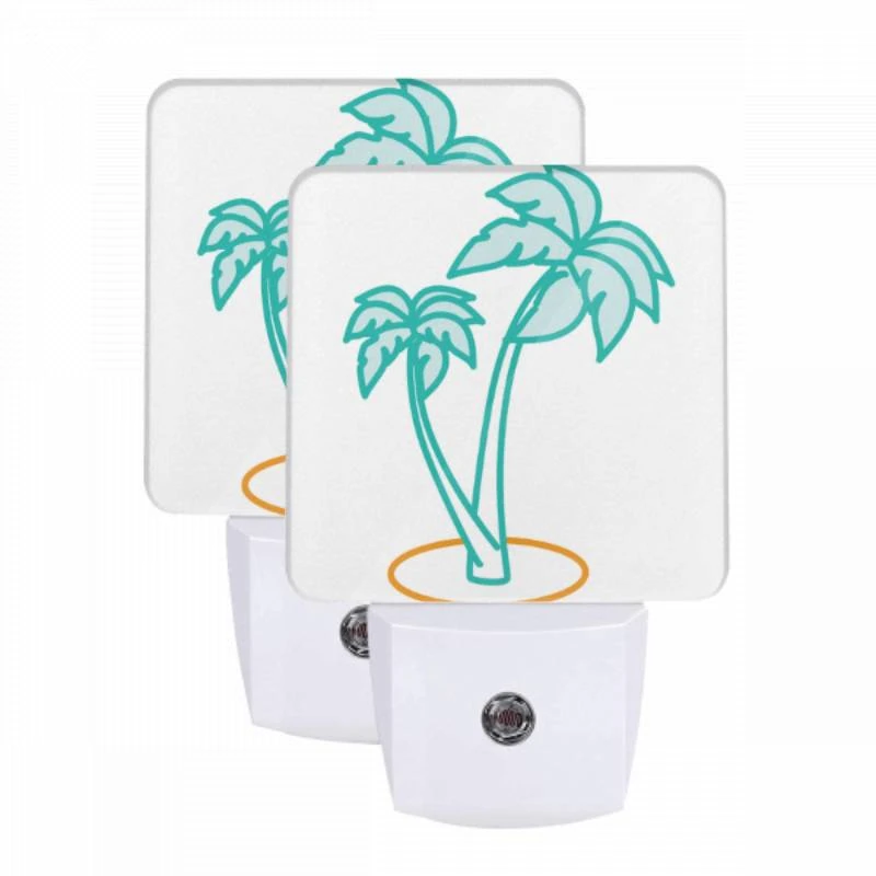Night Light Set of 2, A green and blue palm tree with a blue trunk. Night Light Set Of 2, A Green And Blue Palm Tree With A Blue Trunk. -Acrylic Night Light Shop b5617df7b12c64434fc909a8f3941507239b2361