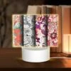 Rectangular Acrylic Night Light, Four Different Colored Designs Of A Flower.