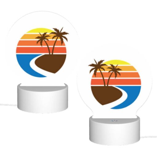 Round Acrylic Night Light, A Sunset With A Beach And Palm Trees. -Acrylic Night Light Shop b62fe875689cea2a1fb274be756f327cd2e70da2