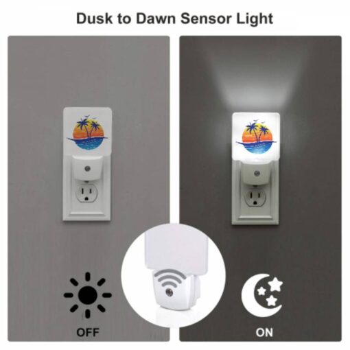 Night Light Set Of 2, A Blue And Orange Logo Of A Beach With Palm Trees. -Acrylic Night Light Shop b63879a8a8228fda62c91ba2877cf054dc90265f