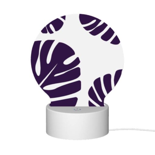 Round Acrylic Night Light, A Pattern Of Leaves On A White Background. -Acrylic Night Light Shop b641c31ca9e8f357fa9c30ca7488c6b7a10c79c2
