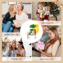 Rectangular Acrylic Night Light, A Woman Is Standing In Front Of A Palm Tree. -Acrylic Night Light Shop b64f96ddf705086b652c82505f8a67d95d06b303