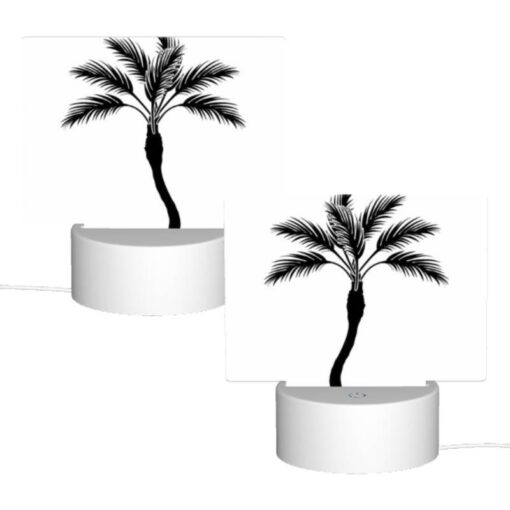 Rectangular Acrylic Night Light, A Black And White Drawing Of A Palm Tree. -Acrylic Night Light Shop b6618d3d87da209dab6529db354b85420006fd09