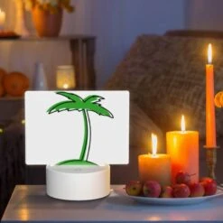 Rectangular Acrylic Night Light, A Green Palm Tree With A White Background. -Acrylic Night Light Shop b67dbd106ffb0294f922c3ff50d8a1ca30809273