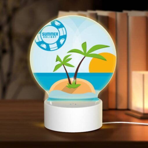 Round Acrylic Night Light, A Palm Tree Is Growing On A Small Island In The Middle Of The Ocean. -Acrylic Night Light Shop b68f5a6a6d42520a02d27267089f54c4ad33b560