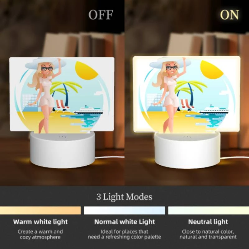 Rectangular Acrylic Night Light, A woman in a white dress is standing on a beach Rectangular Acrylic Night Light, A Woman In A White Dress Is Standing On A Beach -Acrylic Night Light Shop b71b9cfa8edf4358a88356d6f1cdbbe2def062bd