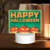 Rectangular Acrylic Night Light, Three Pumpkins With Smiling Faces On Them