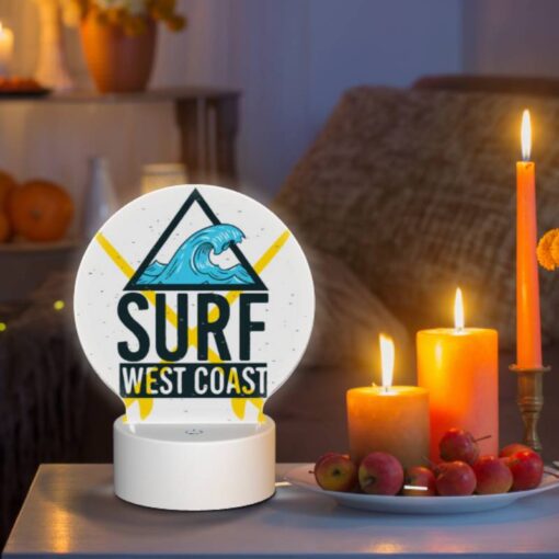 Round Acrylic Night Light, A Logo For Surf West Coast. -Acrylic Night Light Shop b74f42958040ebb7be325de5472bd183daf3f095