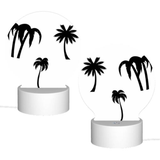 Round Acrylic Night Light, Three Black And White Palm Trees On A White Background. -Acrylic Night Light Shop b7c9860d6efc4a3d8a4b6fbea55d517730d5d05e