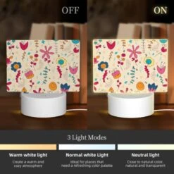Rectangular Acrylic Night Light, A Colorful Floral Pattern With A Variety Of Flowers And Leaves. -Acrylic Night Light Shop b94483e39739a9a49dde9609847dc4fae9bd9e70