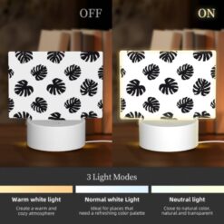 Rectangular Acrylic Night Light, A Pattern Of Black And White Flowers. -Acrylic Night Light Shop b9595c4706fbd31b994e8d702c2a47aaccefc680