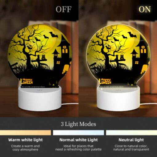Round Acrylic Night Light, A Halloween Scene With A Tree -Acrylic Night Light Shop b9d157b6c54edce5ca436fd9e8ba0b8713581be4