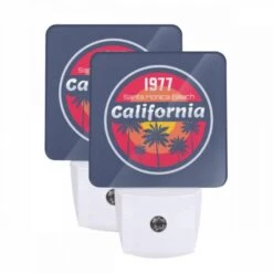 Night Light Set Of 2, A Logo For Santa Monica Beach California.