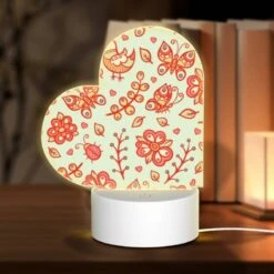 Love Acrylic Night Light, A Colorful Floral Pattern With Birds And Flowers.