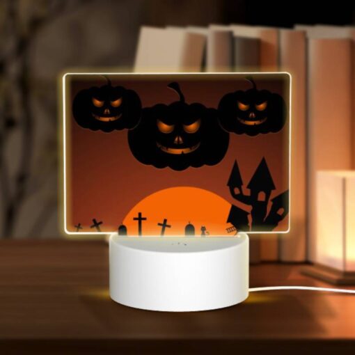 Rectangular Acrylic Night Light, A Halloween Scene With Three Pumpkins And A Tree. -Acrylic Night Light Shop ba4989e2fb3204740b444b1d6e1b234733c9eed8