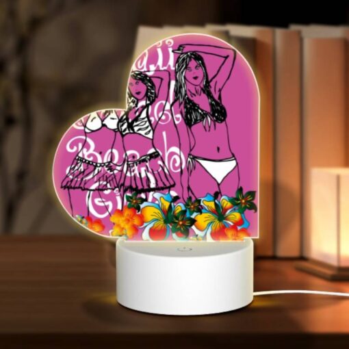 Love Acrylic Night Light, Three Women In Bikinis Are Standing On A Pink Background. -Acrylic Night Light Shop ba7357337299122c822e20fd443ab0fe359b8cf2