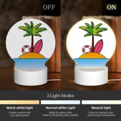 Round Acrylic Night Light, A Cartoon Image Of A Tropical Island With A Palm Tree -Acrylic Night Light Shop bac2742b6f0580749a8f9236d001be4d542d8986