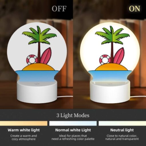 Round Acrylic Night Light, A Cartoon Image Of A Tropical Island With A Palm Tree -Acrylic Night Light Shop bac2742b6f0580749a8f9236d001be4d542d8986