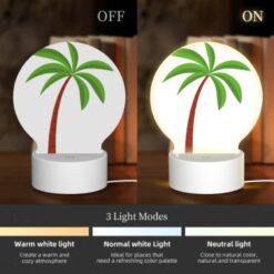 Round Acrylic Night Light, A Green And Brown Palm Tree. -Acrylic Night Light Shop bb22f9bdc92732c194c483ffcf2cbe1398f24816