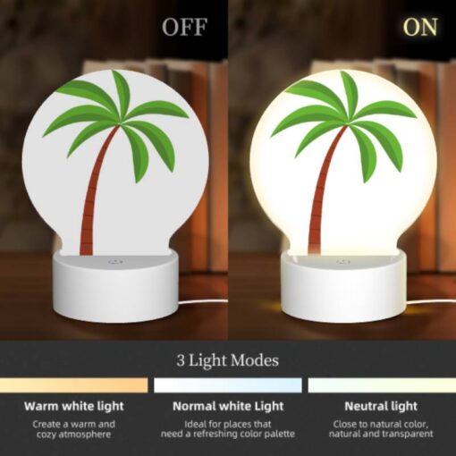 Round Acrylic Night Light, A Green And Brown Palm Tree. -Acrylic Night Light Shop bb22f9bdc92732c194c483ffcf2cbe1398f24816
