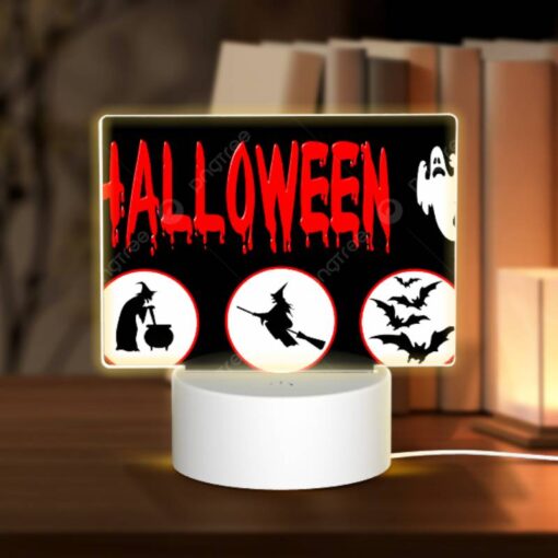 Rectangular Acrylic Night Light, A Halloween Sign With Four Different Images Of Witches And Bats. -Acrylic Night Light Shop bb8f7516b1dc1d15eb5dd71665cbd6bb470dedd5