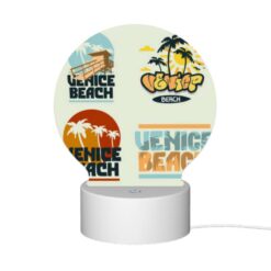 Round Acrylic Night Light, Four Different Designs Of The Venice Beach Logo. -Acrylic Night Light Shop bba2611e26584428d30df7135186c1780dcb7b51