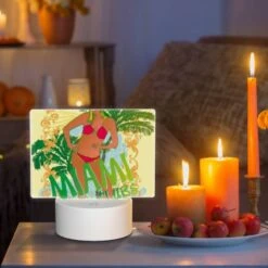 Rectangular Acrylic Night Light, A Woman In A Bikini Stands In Front Of A Palm Tree 6 Rectangular Acrylic Night Light, A Woman In A Bikini Stands In Front Of A Palm Tree -Acrylic Night Light Shop bbe6d96d8cd48e7be97f6bb57bb0883a0b88d8f3