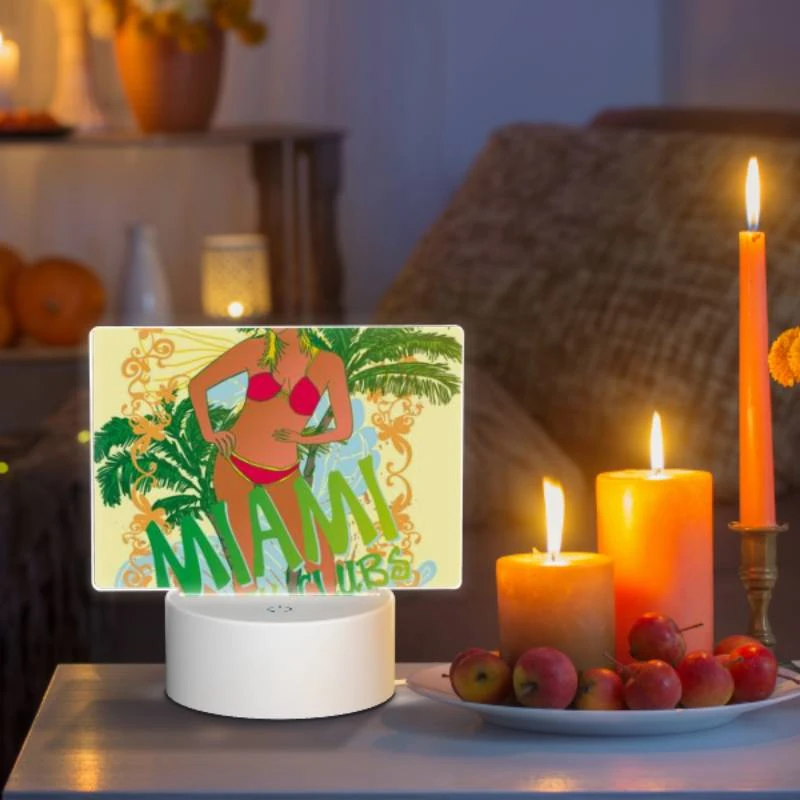 Rectangular Acrylic Night Light, A woman in a bikini stands in front of a palm tree Rectangular Acrylic Night Light, A Woman In A Bikini Stands In Front Of A Palm Tree -Acrylic Night Light Shop bbe6d96d8cd48e7be97f6bb57bb0883a0b88d8f3
