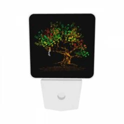 Night Light Set Of 2, A Woman Is Sitting In A Tree With A Colorful Background. -Acrylic Night Light Shop bc824e4408499ae7468df0f1fdee7f251468a7da