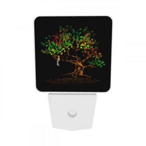 Night Light Set Of 2, A Woman Is Sitting In A Tree With A Colorful Background. -Acrylic Night Light Shop bc824e4408499ae7468df0f1fdee7f251468a7da