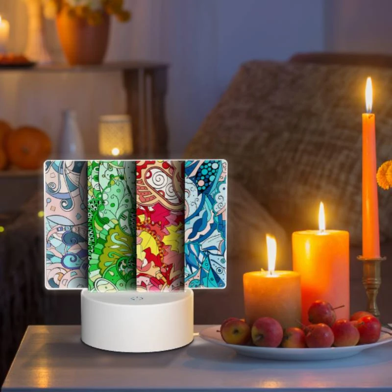 Rectangular Acrylic Night Light, Three colorful designs are displayed on a row of paper. Rectangular Acrylic Night Light, Three Colorful Designs Are Displayed On A Row Of Paper. -Acrylic Night Light Shop bccabc643c709a9f422b6f8abbe628fc88f1d083
