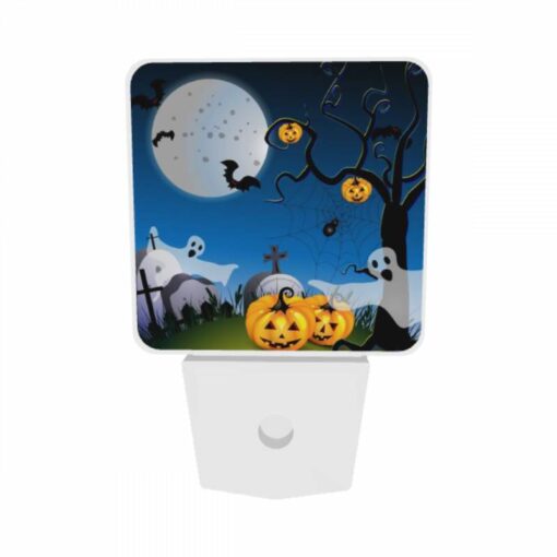 Night Light Set Of 2, A Tree With A Spider Web And Pumpkins Hanging From It. -Acrylic Night Light Shop bd26cbfe0c0f540350d6d2dc1c2581691bc4732c