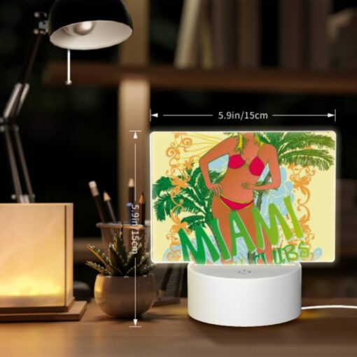 Rectangular Acrylic Night Light, A Woman In A Bikini Stands In Front Of A Palm Tree -Acrylic Night Light Shop bd5e1128bd44479660f30b5aa8aee94d6ef56e49