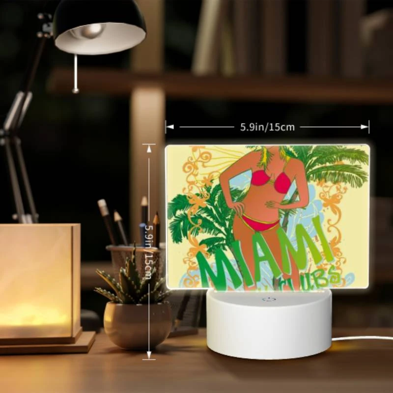 Rectangular Acrylic Night Light, A woman in a bikini stands in front of a palm tree Rectangular Acrylic Night Light, A Woman In A Bikini Stands In Front Of A Palm Tree -Acrylic Night Light Shop bd5e1128bd44479660f30b5aa8aee94d6ef56e49