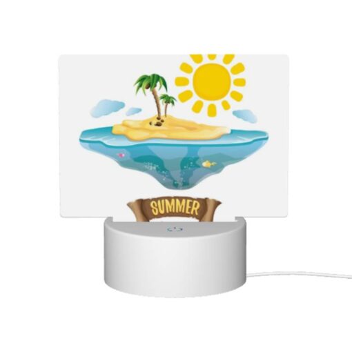 Rectangular Acrylic Night Light, A Cartoon Of A Tropical Island With A Sun And Palm Trees. -Acrylic Night Light Shop bdf58431d31992113bd6666f415719ff4ad5dba3
